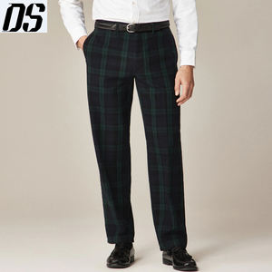 Pantalones y Trajes Personalizados para Hombre, Pantalón de Sarga Cepillada de Corte Recto en Negro, Verde y Tartán para Hombre - Product Image 5