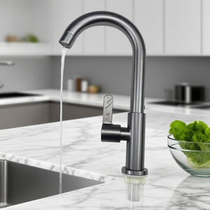 Nhà Máy Bán buôn rẻ hơn thép không gỉ chải boong gắn đơn lạnh Vòi Nước Nhà Bếp - Product Image 1