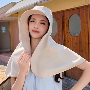 Sombrero de verano de ala ancha con protección solar y cubre cuello, protección UV, plegable, tipo bucket, para mujer, color sólido, multifuncional - Product Image 3