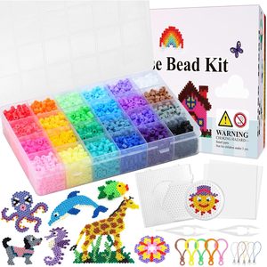 Quefe Fuse <b>Bead</b> Kit 5200pcs 24 Colors 5mm Hexagonal Square <b>Plastic</b> <b>Beads</b> Pegboards Ironing Paper Tweezers for Kids Ages 4-6Y - Product Image 1