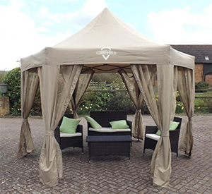 Gazebo <span class=keywords><strong>Plegable</strong></span> Hexagonal Resistente a la Intemperie para Jardín, Fiestas y Jacuzzi, 3.6m X 3m, <span class=keywords><strong>con</strong></span> Laterales de Malla - Product Image 1