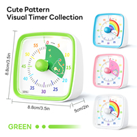 Yunbaoit Visueller Timer Geräuschloser Klassenzimmer-Timer Nachtlicht 60-Minuten-Countdown-Uhr Kinder Zeitmanagement-Tool für Zuhause Schule Arbeit