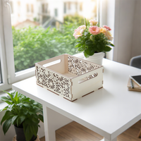 Panier de rangement de bureau en bois fabriqué à la main pour la décoration de la maison Boîtes artisanales en bois et panneaux muraux