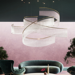 Gran candelabro de lujo moderno hotel oro vidrio K9 candelabro de cristal - Product Image 5