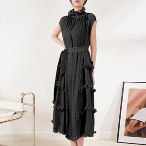 <span class=keywords><strong>Robe</strong></span> de soirée plissée à volants, couleur unie, ample et élégante, style Abaya de Dubaï, grande taille pour femmes rondes – Nouvelle collection très prisée - Product Image 6