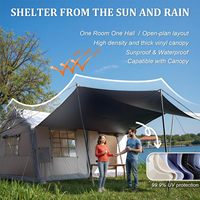Tenda Camping Tiup OEM/ODM 12m² 3 Pintu Dilengkapi Partisi dan Jendela Atap, Desain Tahan Air Oxford 420D, Mudah Dipasang