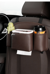 Carclean Neueste Luxus-Autositz-Rückentasche aus PU-Leder mit 3 Fächern, Haken und Multifunktions-Getränkehalter - Product Image 3