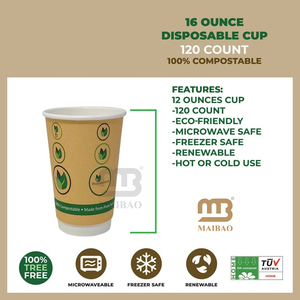 Vaso de Papel Kraft Desechable de Doble Pared para Café para Llevar, Compostable, Ecológico, con Logotipo Personalizado, 8oz, con Tapa - Product Image 3