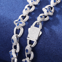 Bijoux Hip Hop Vente en gros de luxe 10mm laiton Zircon collier hommes 5A coloré CZ trèfle glacé lien chaîne