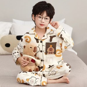 Set Pigiama Autunnale con Colletto per Ragazzi, Pigiama con Stampa Cartoni Animati per Bambini 2-15 Anni, Pigiama Primaverile a Maniche Lunghe per Bambine, Morbido Abbigliamento da Casa per Bambini - Product Image 3