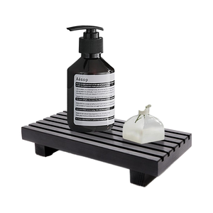 Small <strong>Black</strong> <strong>Wooden</strong> Pedestal Stand for Dish Soap Dispenser Sink Tray Storage Rack <strong>Accessory</strong> for Bathroom <strong>Kitchen</strong> Counter Tool - Product Image 1