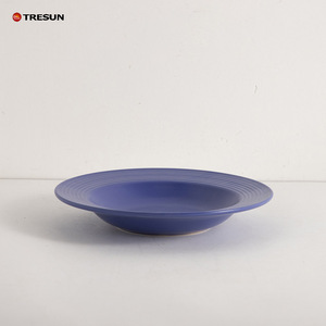 Juego de cuencos y tazas de gres en relieve azul real personalizado de 16 piezas al por mayor, vajilla de cerámica de colores - Product Image 4