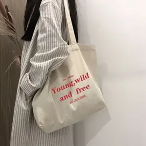 Wholesale Eco-friendly Reusable Custom Logo Printed Shopping Tote Bag Plain Canvas Thick Cotton Bag