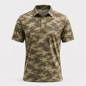 Custom Logo Camouflage Golf Polo <b>Shirts</b> for <b>Men</b> <b>Brown</b> Camo Print Short Sleeve Private Label OEM ODM Manufacturer - Product Image 5