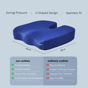 Seat Cushion Wholesale Ergonomic Orthopedic Comfort Enhanced Non Slip Memory Foam Cooling Gel Seat Cushion