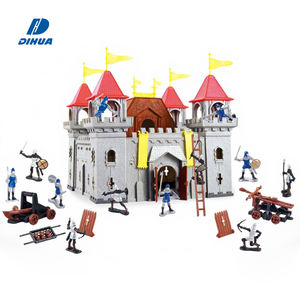 Ensemble de blocs de construction de château médiéval à faire soi-même avec des chevaliers, des soldats et des figurines de catapulte pour un jeu imaginatif et le développement STEM - Product Image 1
