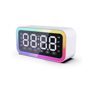 OEM Fábrica Venda Direta Portátil Speaker com HD Espelho Screen Speaker mini Alarm Clock Speaker com RGB