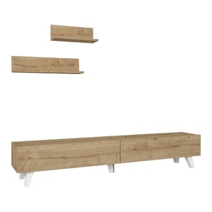 Mobile <span class=keywords><strong>TV</strong></span> in Legno con Spazio di Archiviazione Versatile e 2 Mensole a <span class=keywords><strong>Muro</strong></span> per Soggiorno, Ordine all'Ingrosso dalla Fabbrica - Product Image 6