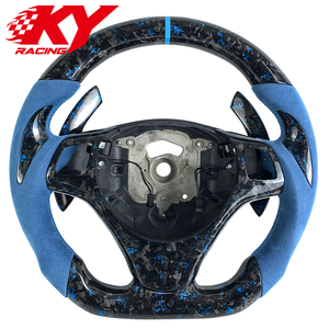 Volante deportivo personalizado de fibra de carbono forjada y cuero con levas de cambio para BMW E90 E91 E92 E93 M3 328i 330i 335d 135i - Product Image 1