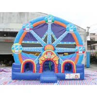 Sky High Ferris Wheel Clown Inflatable Bouncy Castle with Slide N Obstacles Inside from China