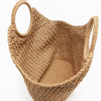Sac fourre-tout bohème en paille tressée à la main avec perles, crocheté, durable, grande capacité, poignée en raphia, écologique, pour les vacances