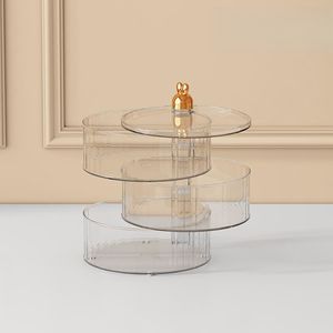 Оптовая продажа, креативный 360 Вращающийся многослойный пластиковый прозрачный Круглый Настольный ящик для хранения еды для сладостей, сухофруктов, закусок - Product Image 6