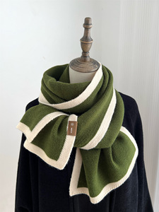 Black White Knitted Scarf for Boys Girls Winter <b>Long</b> Border with Niche Design Bows Pattern All-Season <b>Match</b> Custom Logo - Product Image 2