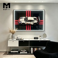 Décoration Murale LED 3D Moderne de Luxe, Peinture Physique de Voiture de Course, Qualité Supérieure, Vente en Gros Usine