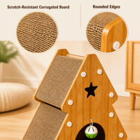 Lit-grattoir pour chat en carton ondulé sur le thème de Noël, idéal pour jouer, se reposer et grimper en intérieur lors des fêtes