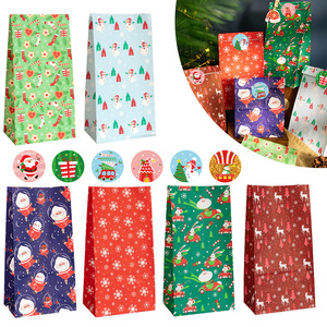 24 ensembles d'autocollants pour sacs en papier kraft portables, emballage de Noël, <span class=keywords><strong>sac</strong></span> cadeau avec revêtement en cire pour l'emballage des fêtes - Product Image 1