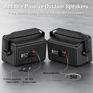 Enceintes Bluetooth d'extérieur Inwa, enceintes murales actives/passives, étanches, son stéréo sans fil intérieur/extérieur avec entrée auxiliaire - Product Image 4