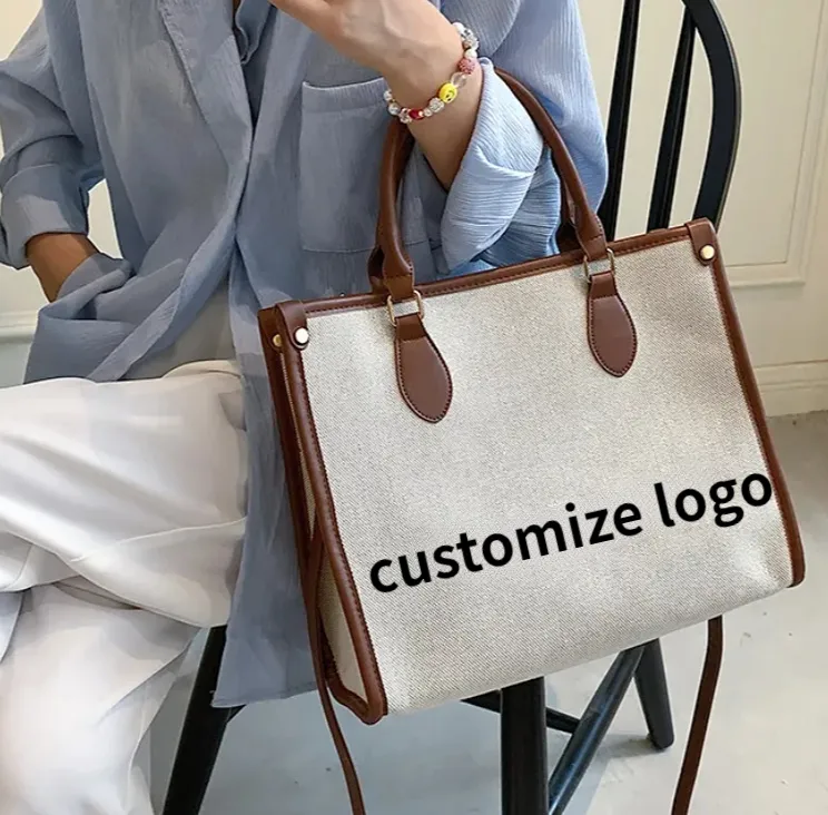 Toile de haute qualité brodé Paris Designer nouvelle mode à la mode femmes logo personnalisé luxe coton sac à main sacs fourre-tout
