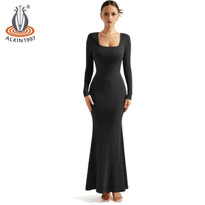 Alxin Sexy attillato da donna abito a maniche lunghe con collo quadrato formale nuovo abbigliamento da riunione <span class=keywords><strong>Online</strong></span> abiti Casual da grossista - Product Image 4