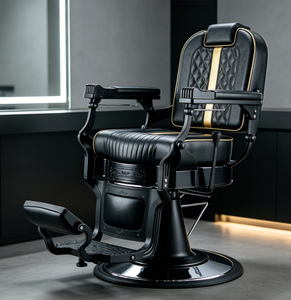 Luxury Vintage Gold Stitching PU Leather Reclining Hydraulic Shaving Hair Cutting Salon Barber Chairs - Product Image 4