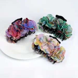 새로운 다채로운 복고풍 렌더링 시뮬레이션 꽃 머리 발톱