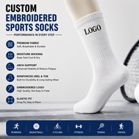 Chaussettes de sport unisexes personnalisées en coton et nylon, chaussettes à motifs jacquard brodés, chaussettes imprimées pour hommes et femmes, chaussettes athlétiques personnalisées en gros avec logo OEM