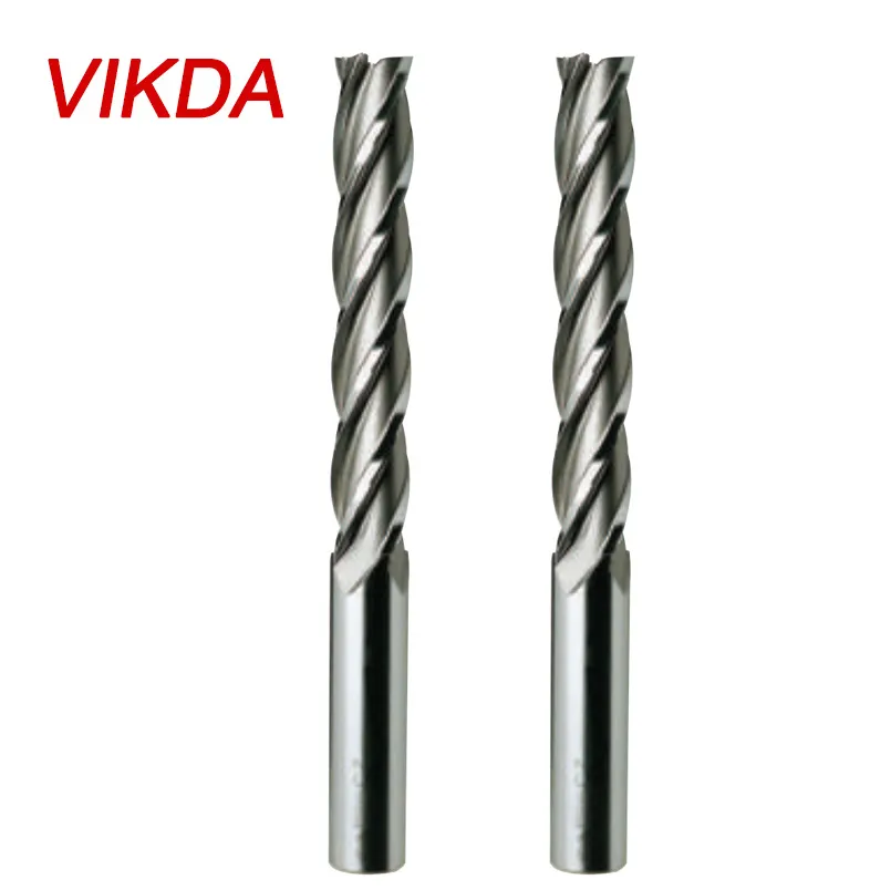 Vikda alta-qualidade extra-longo-gumes Co8 rosca 4-flauta HSS fresa, ferramenta CNC para o alumínio,-fundo plano fresa