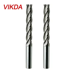 Vikda เครื่องตัดขอบ HSS Co8แบบเกลียว,เครื่องมืองานกัดแบบ4เกลียวยาวพิเศษสำหรับอลูมิเนียมเอ็นมิลล์แบบแบน