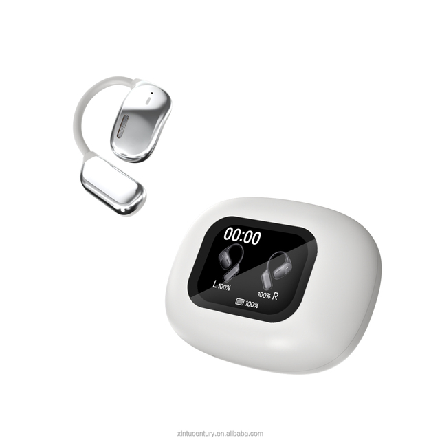 Open-ear Touch Screen Control ANC AI Earbuds with LED Battery Indicator Camera Volume Extra Noise Cancelling OWS Headphones