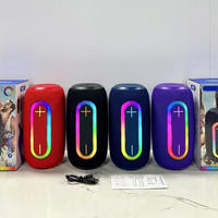Altavoces Estéreo Inalámbricos Portátiles de Bambú RGB con Micrófono Incorporado, Potencia de Salida de 10-30 W para iPhone, Uso en Fiestas