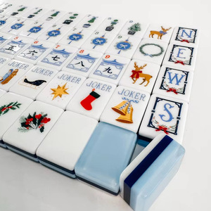 Mahjong américain sur le thème de Noël, tuiles de mahjong américaines en acrylique fabriquées à la main - Product Image 6