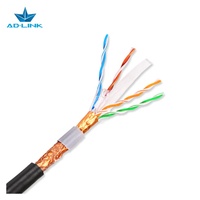 Kabel Ethernet SFTP Cat6 Outdoor Berkualitas Tinggi dalam Gulungan dengan Pelindung Aluminium Foil & Anyaman, Jaket PE+PVC, Panjang 305m/1000ft