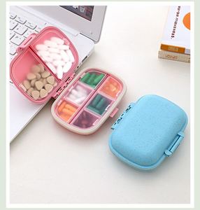 Customizable 8-Compartment Portable Pill <b>Box</b> Waterproof Moisture-Proof Case Made Wheat Straw Plastic Week 7 <b>Storage</b> Bin - Product Image 2