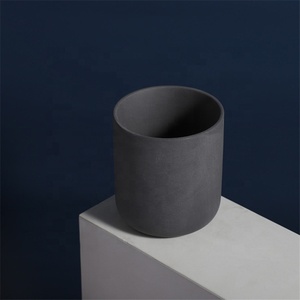 Pot de bougie <span class=keywords><strong>en</strong></span> céramique pour décoration de la maison, cylindre, logo personnalisé, mat, couleur unique, vide, noir mat - Product Image 2