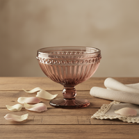 Bol en verre décoratif sur pied 374 ml, verrerie multicolore, cadeau pour l'inauguration de la maison, ornement de table