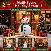 Bravo Bonhomme de neige gonflable lumineux blanc de Noël 105x73cm avec lumière LED pour décoration extérieure de jardin, de cour et de fête, décoration de vacances