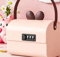 Boîte de rangement pour enfants avec serrure à code, poignée intégrée, motif dessin animé mignon, organisateur portable pour souvenirs, jouets et articles divers, usage domestique – Meilleure vente