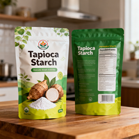 Sachet Doypack transparent imprimé sur mesure pour amidon de tapioca, thermoscellable, pour emballage alimentaire, avec fermeture Ziplock