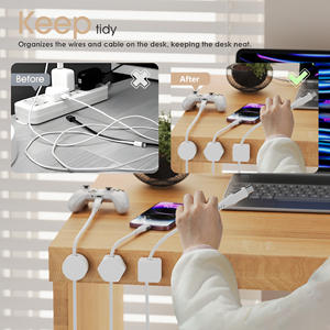 Clips de câbles adhésifs en plastique transparent durable sans trace, gestionnaires de fils magnétiques réutilisables pour l'organisation à domicile, au bureau, en voiture et sur le bureau - Product Image 6