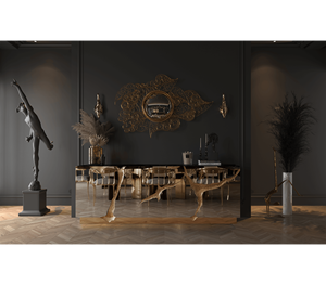 Tự Chọn Tủ Bảng Vàng Hoặc Bạc Thép Không Gỉ Gương Kết Thúc Sang Trọng Hiện Đại Trắng Rộng Lapiaz Sideboard Buffets - Product Image 2